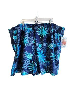 Kanu Surf Mens 5X Navy Tropical Swim Shorts With Compression Liner Cargo Pocket